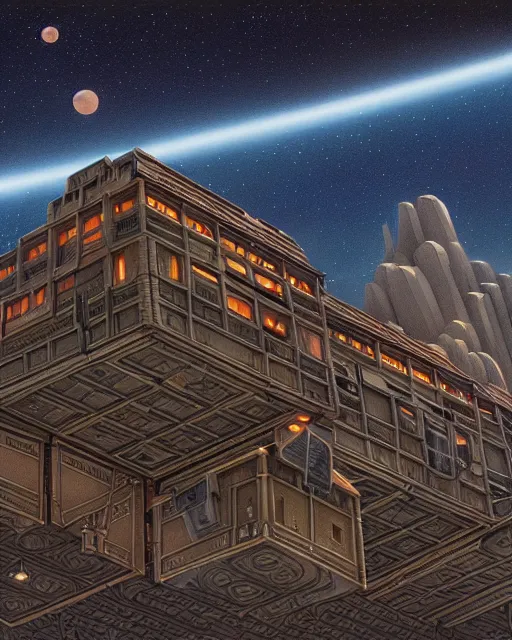 Prompt: a beautiful hyperdetailed illustration of blockhouse building by ralph mcquarrie, azeroth nightsky, archdaily, wallpaper, highly detailed, trending on artstation.