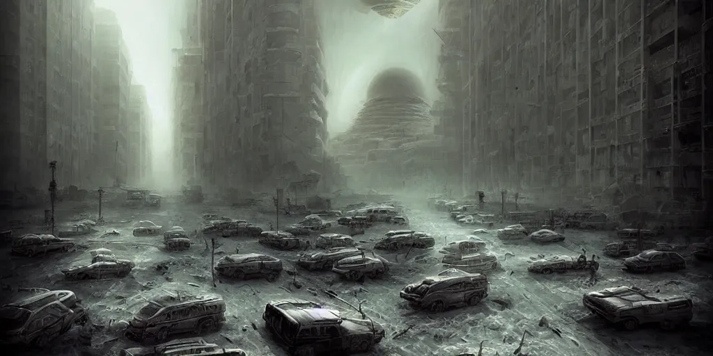 Image similar to nuclear winter, cairo egypt, near future, fantasy, sci - fi, hyper realistic, serene, morning.