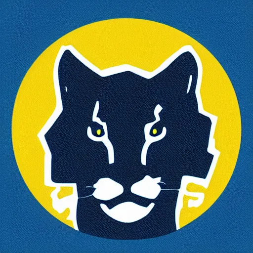 Prompt: blue and yellow icon clip art vector of a cougar