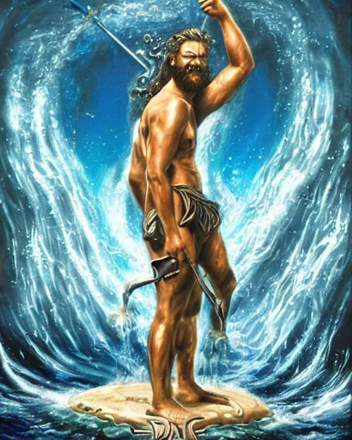 Image similar to poseidon, airbrush, drew struzan illustration art, key art, movie poster