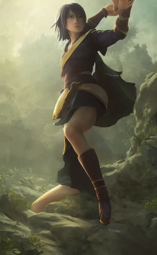 Image similar to a girl from final fantasy live action, toph beifong, evocative, mystical night, very very very very detailed, award winning, masterpiece digital painting by greg rutkowski, alex grey, artstation, 4 k wallpaper