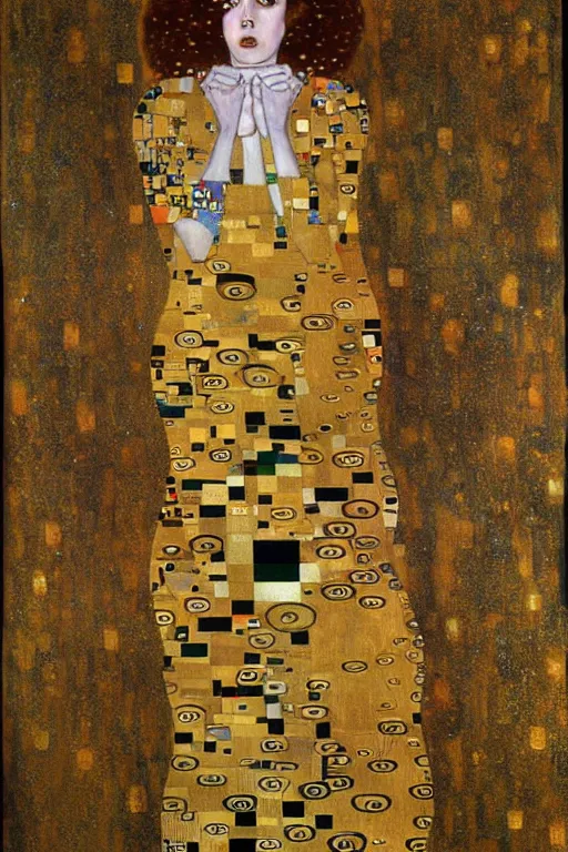 Prompt: portrait of anger and despair by Gustav Klimt