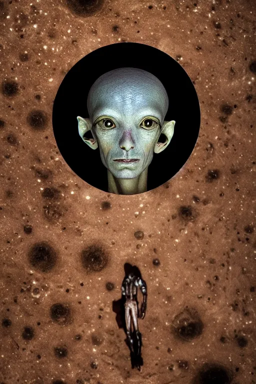 Image similar to an amazing award winning portrait photo of an alien on an unknown planet