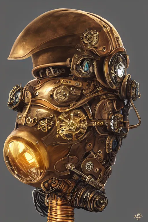 Image similar to steampunk helmet fantasy art mask robot ninja stylized digital illustration sharp focus, elegant intricate digital painting artstation concept art global illumination ray tracing advanced technology chaykin howard and campionpascale and cooke darwyn and davis jack