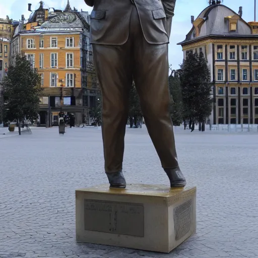 Image similar to a bronze statue of leif gw persson in sergel's square