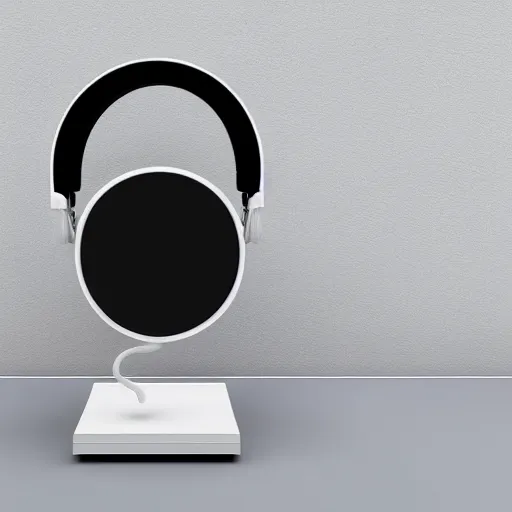 Image similar to wireless cat tail headphone stand, futuristic, techno, cyberpunk, product design, render, cute, swag, geometric, fun, iconic, 4 k, 3 d