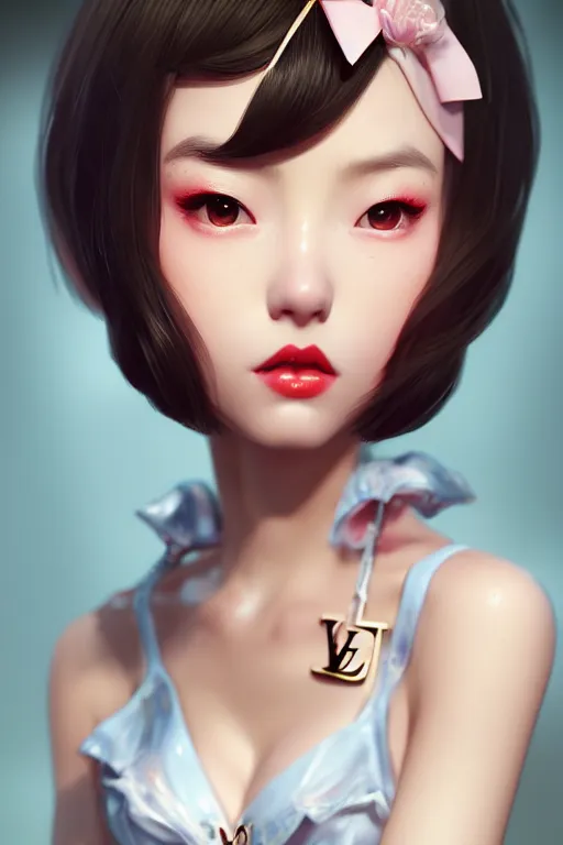 Image similar to a pin up and beautiful fashion charming dreamlke japan girl with lv jewelry, character art, art by artgerm lau and wlop and and ilya kuvshinov and john singer sargent, hyperdetailed, 8 k realistic, symmetrical, frostbite 3 engine, cryengine, dof, trending on artstation, digital art