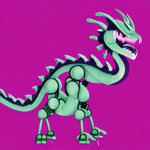 Image similar to Very cute robotic purple dragon, 2d minimalism, digital art