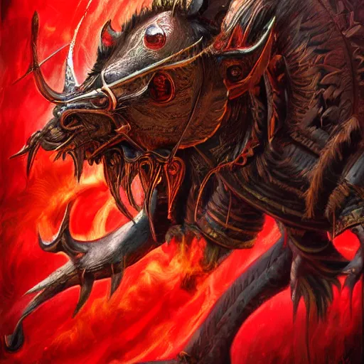 Prompt: anthropomorphized rat musketeer challenging gigantic beast, concept art, insanely detailed and intricate, hypermaximalist, elegant, ornate, hyper realistic, super detailed, tribal red atmosphere, art deco, cinematic, trending on artstation, magic the gathering artwork, cinematic, dramatic artwork