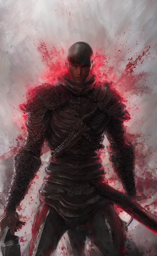 Image similar to full body shot Guts Berserk fan art, digital 2d, extremely detailed, made by wlop, maxwell boas, Naranbaatar Ganbold, Raymond Swanland and Ruan Jia. Masterpiece