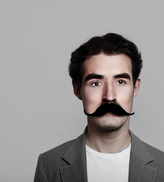 Prompt: a 4 k photorealistic photo medium shot of a man with a moustache.
