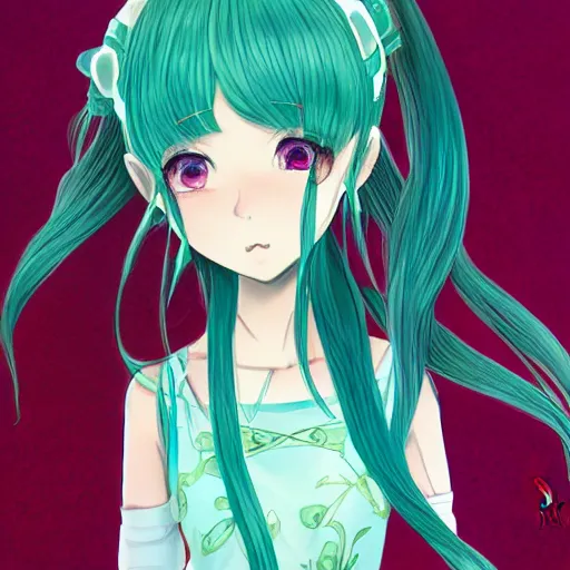 Prompt: adult girl with long aqua glass hair, aqua glass eyes, a small pigtail on the left side, chinese dress, chinese style, anime style, hyper detailed, light green dress, illustration, digital painting, high delicate defined details, anime stylized, highly detailed, realistic, sharp focus