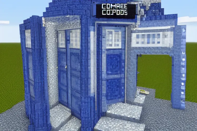 Prompt: tardis in minecraft