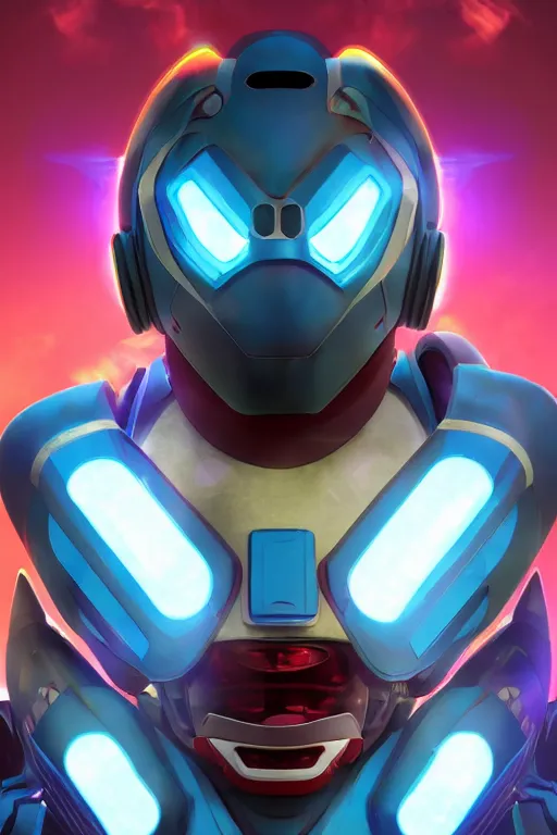 Image similar to robot ninja mask helmet megaman x zero rockman 2 0 2 2 switch game boss legacy collection fanart artsation hyper realistic, octane render clouds, neon colors, bright lights, avatar movie style blue color, 3 2 k image, avatar movie with what if marvel style animation, xel - shaded animation style