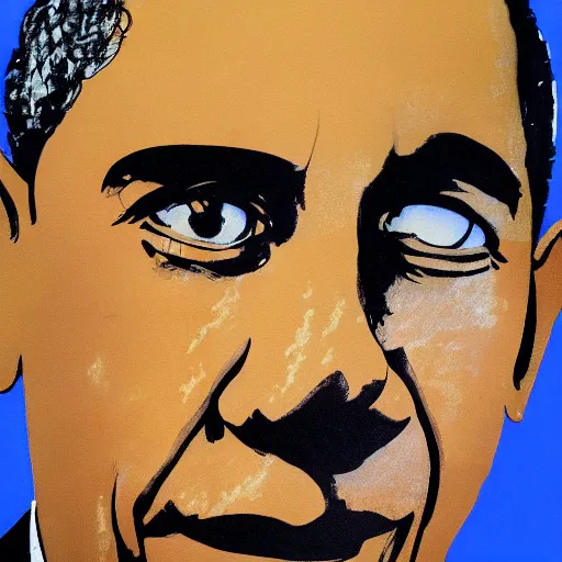 Image similar to presidential portrait of Barack Obama painted by Ralph Steadman