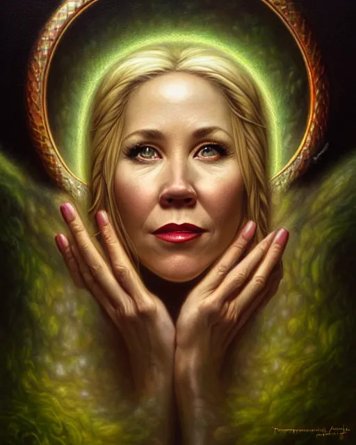 Image similar to detailed portrait of christina applegate apple!! gate! by tomasz alen kopera and peter mohrbacher and johanna martine! and margaret keane! coherent luminescent