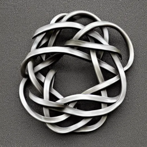 Image similar to a metal sculpture of the best knot from knot theory