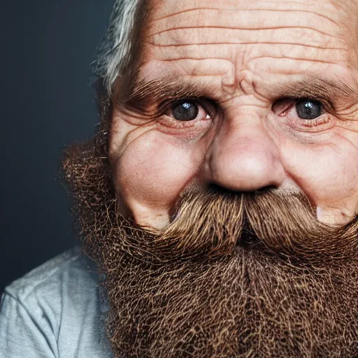 Prompt: a 4 year old boy with old wrinkly skin, wrinkly forehead, looking old, facial hair, natural beard, natural mustache, old skin, lots of wrinkles, age marks, old gray hair, very old, young kid, 4 years old, very young, portrait photo, head shot, concept art, highly detailed