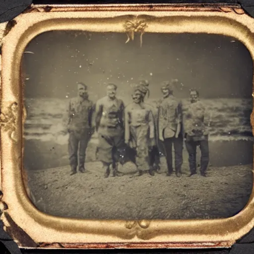 Image similar to tintype photo, bottom of the ocean, weird