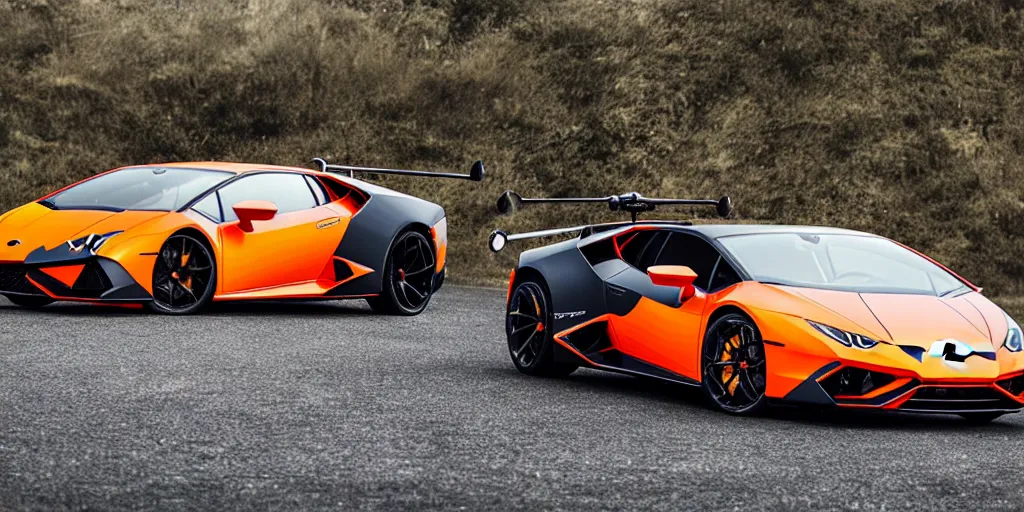 Prompt: a helicopter in a shape of lamborghini huracan car design, vehicle design, high detail, still shot