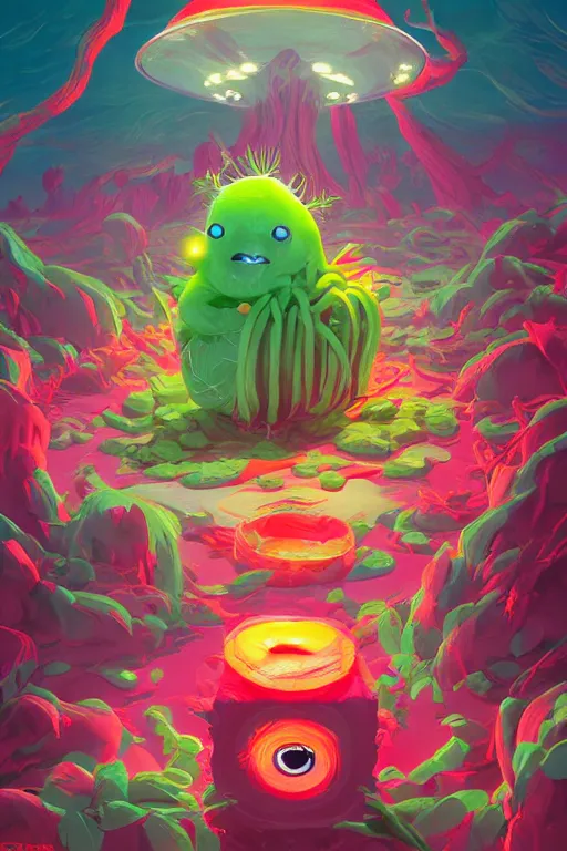 Image similar to roots cactus sushi cristal smurf ghost creature animal sushi cristal very big eye roots cactus elemental flush of force nature micro world fluo fishscale, behance hd by jesper ejsing, by rhads, makoto shinkai and lois van baarle, ilya kuvshinov, rossdraws radiating a glowing aura global illumination ray tracing hdr