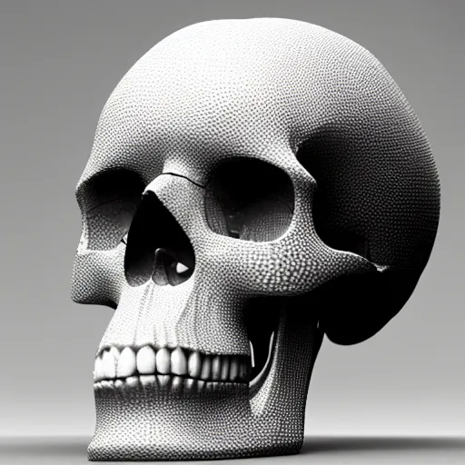 Image similar to human skull made of crystals, 3D, octane render, rtx, ultra detailed