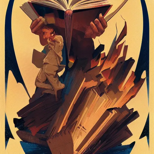 Image similar to [two monkeys throwing books in a bonfire, behind them space rockets are taking off. propaganda, closeup, D&D, intricate, elegant, highly detailed, digital painting, artstation, concept art, matte, sharp focus, illustration, art by Artgerm and Greg Rutkowski and Alphonse Mucha and Enki Bilal]