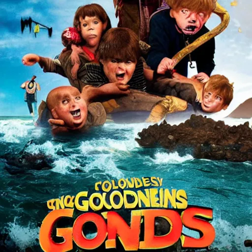 Prompt: movie poster for the film Goonies 2, starring Nicolas Cage highly detailed