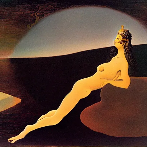 Image similar to goddess, moon, salvador dali