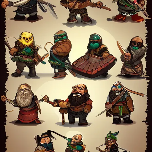 Prompt: a dwarf ninja heroes, concept art characters, illustrated by trent kaniuga