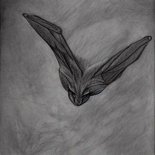 Image similar to hipposideros griffini but as a wildlife sketch. hipposideros griffini charcoal wildlife drawing, in habitat, by john banovish. detailed charcoal, intricate, scientific field study. charcoal on canvas. 5 8