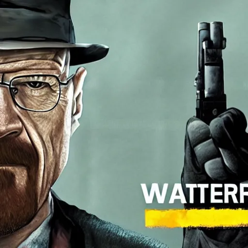 Prompt: walter white, half life 2 cover