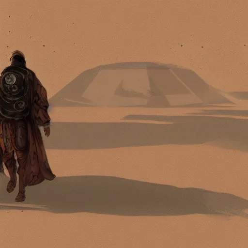 Image similar to last oasis, nomads wandering the desert concept art