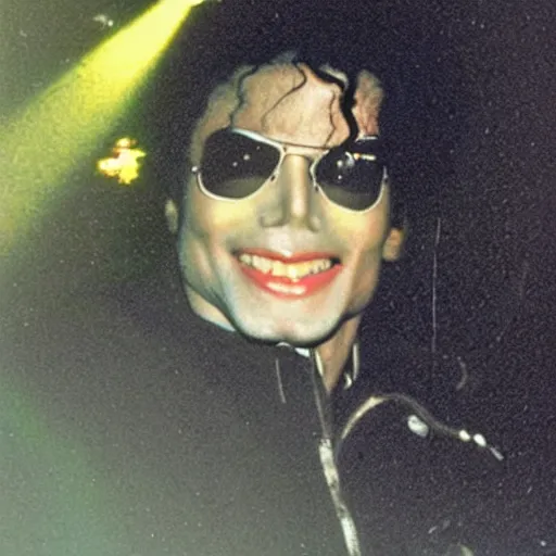 Image similar to nightvision camera of michael jackson flying