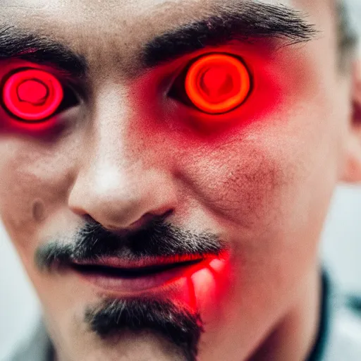 Image similar to a man with red glowing eyes