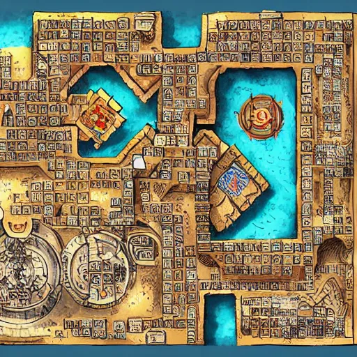 Image similar to map of a dungeon in waterdeep, isometric, detailed, game, dungeons and dragons