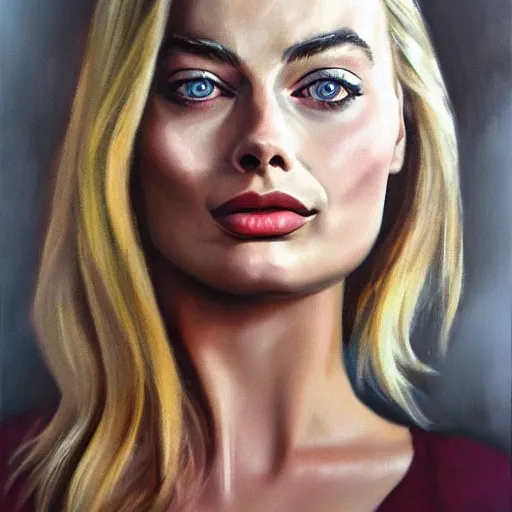 Image similar to realistic detailed face portrait, Margot Robbie,