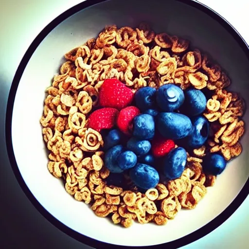 Image similar to “ a bowl of cereal eating a human for breakfast ”