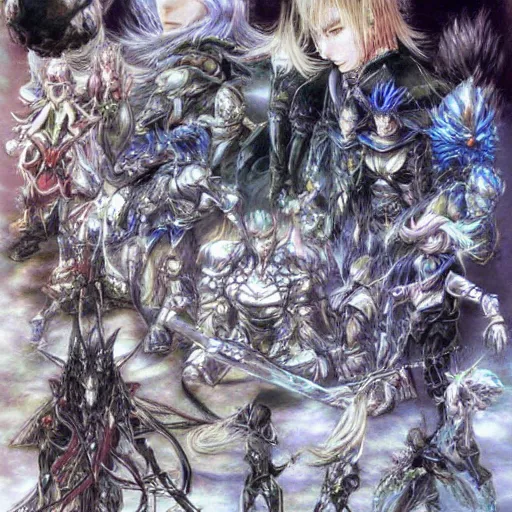 Image similar to conceptual art from from final fantasy by master artist yoshitaka amano