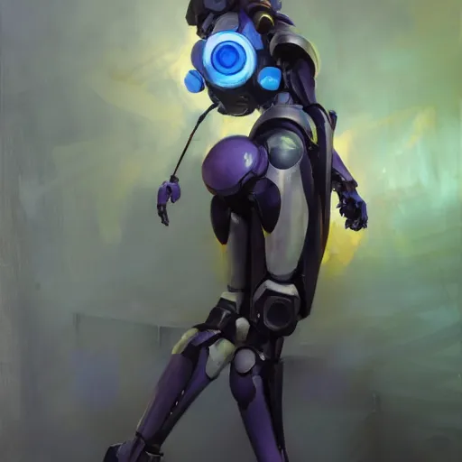 Image similar to greg manchess portrait painting of robotic violet evergarden as overwatch character, medium shot, asymmetrical, profile picture, organic painting, sunny day, matte painting, bold shapes, hard edges, street art, trending on artstation, by huang guangjian, gil elvgren, ruan jia, greg rutkowski, gaston bussiere