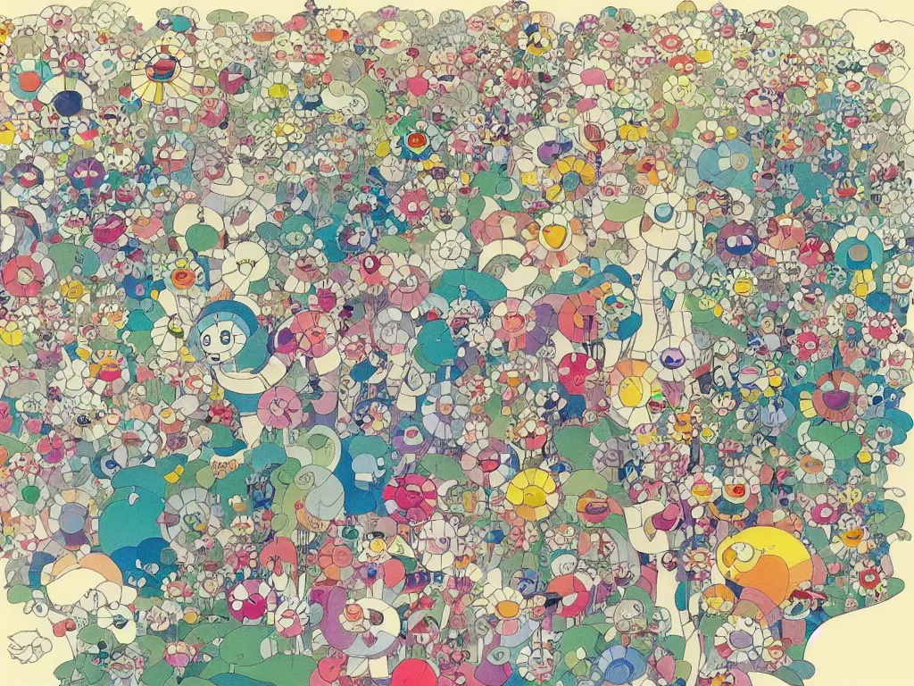 Image similar to colorful blueprint sideview of a fairytale forest, illustration, concept art, colorful, beautiful, studio ghibli, takashi murakami, alfons mucha, manga, cute and adorable