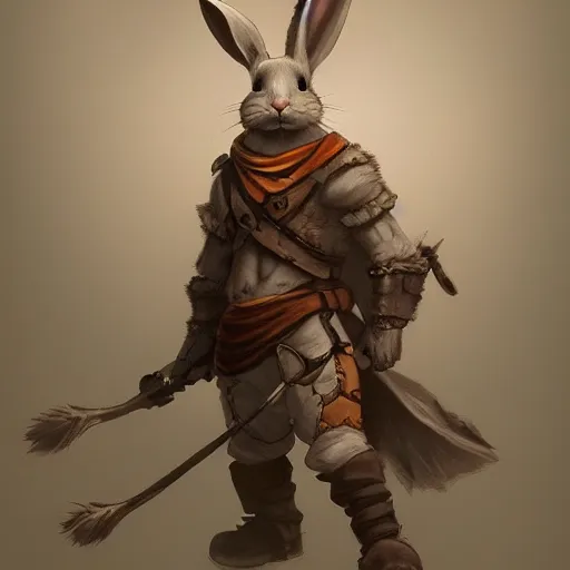 Prompt: a rabbit character adventurer, character design, epic dramatic fantasy art, trending on artstation