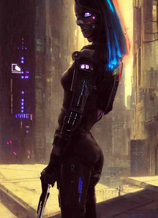 Prompt: sombra. cyberpunk assassin in a cyberpunk stealth suit ( blade runner 2 0 4 9, cyberpunk 2 0 7 7 ). orientalist portrait by john william waterhouse and james gurney and theodore ralli and nasreddine dinet, oil on canvas. cinematic, hyper realism, realistic proportions, dramatic lighting, high detail 4 k