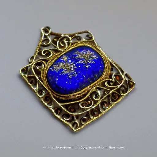 Prompt: lapis lazuli with a silver / gold fractal filigree, hyper detailed