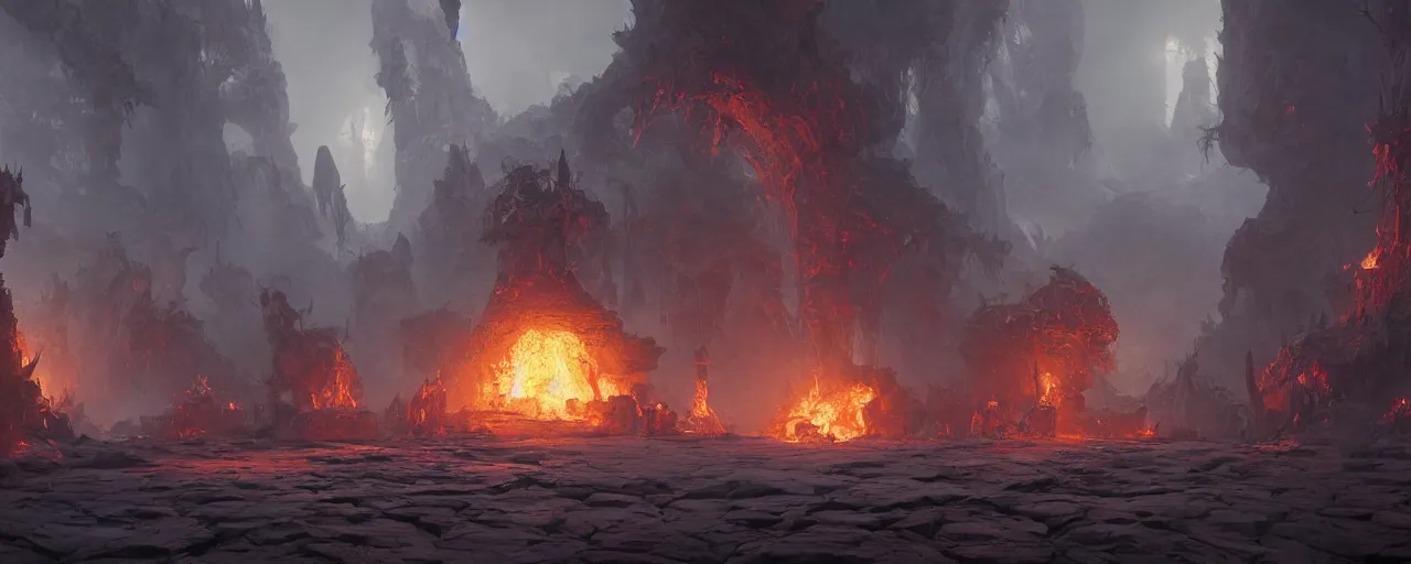 Image similar to a special place in hell, 8 k uhd, unreal engine, octane render in the artstyle of finnian macmanus, john park and greg rutkowski