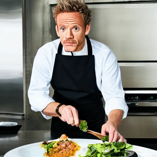 Prompt: Gordan Ramsey eating a meal