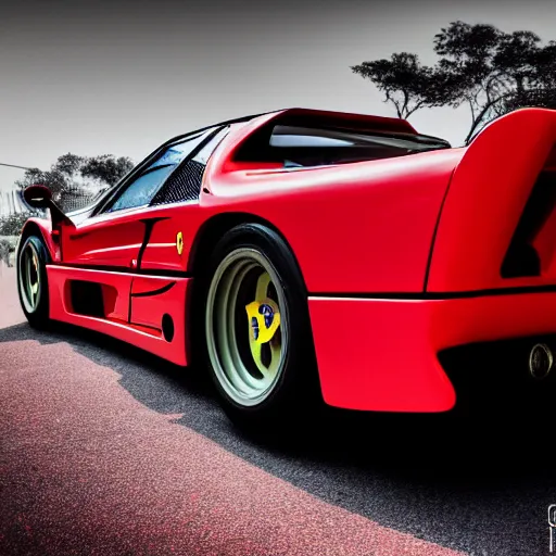 Image similar to ferrari f40, synthwave, high details, cinematic, 8k resolution, beautiful detailed, insanely intricate details, 8k,