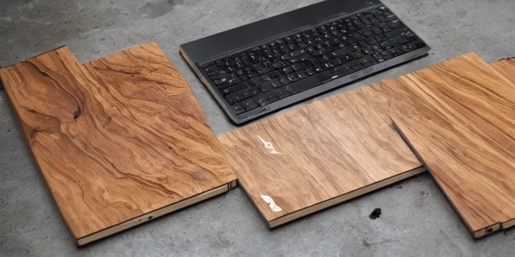 Image similar to a wood masterpiece laptops made in different kind of woods