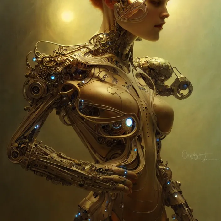 Image similar to organic cyborg, diffuse lighting, fantasy, intricate, elegant, highly detailed, lifelike, photorealistic, digital painting, artstation, illustration, concept art, smooth, sharp focus, art by John Collier and Albert Aublet and Krenz Cushart and Artem Demura and Alphonse Mucha