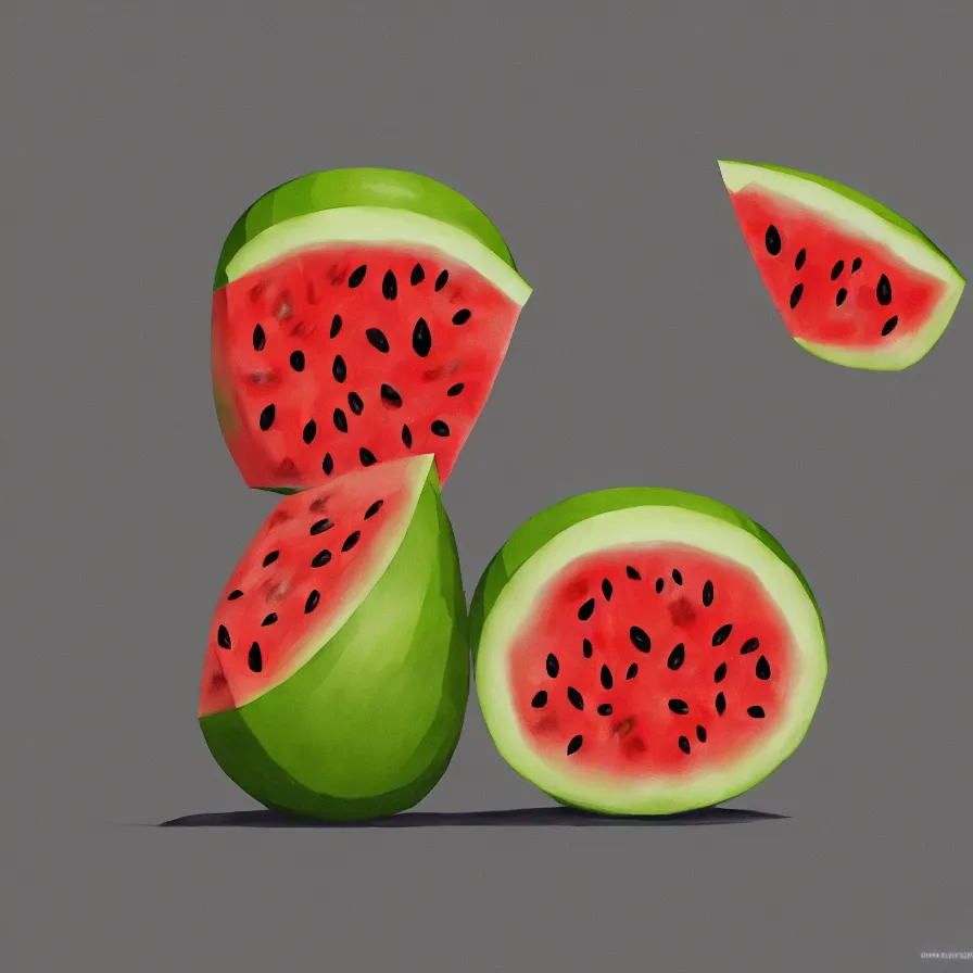 Prompt: Goro Fujita illustrating a watermelon full of flavor on a plain background, art by Goro Fujita, sharp focus, highly detailed, ArtStation